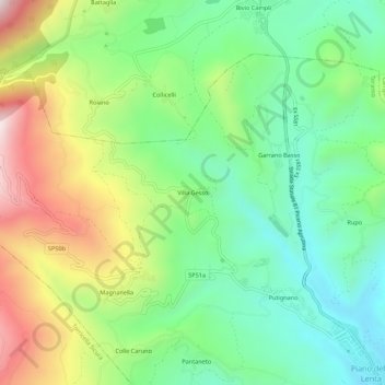 Mapa topográfico Villa Gesso, altitud, relieve