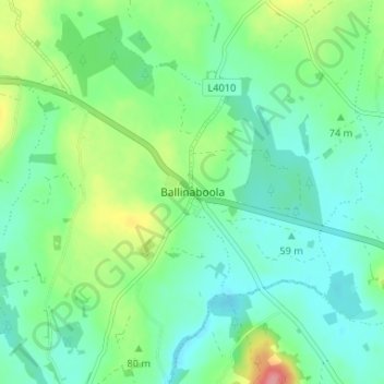 Mapa topográfico Ballinaboola, altitud, relieve
