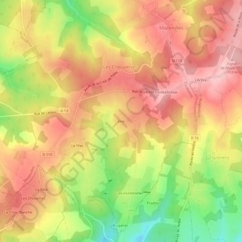 Mapa topográfico Brie, altitud, relieve