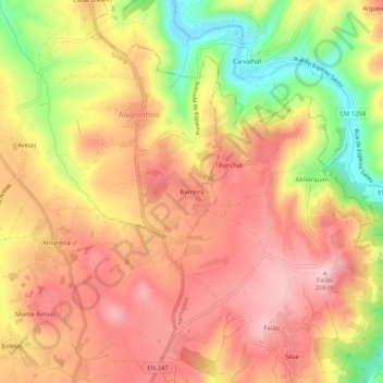 Mapa topográfico Barreira, altitud, relieve