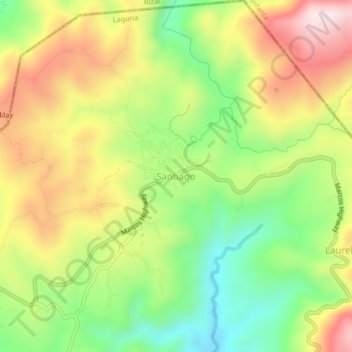Mapa topográfico Santiago, altitud, relieve