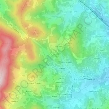 Mapa topográfico Les Enceints, altitud, relieve
