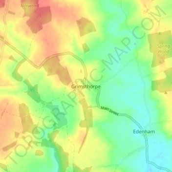 Mapa topográfico Grimsthorpe, altitud, relieve