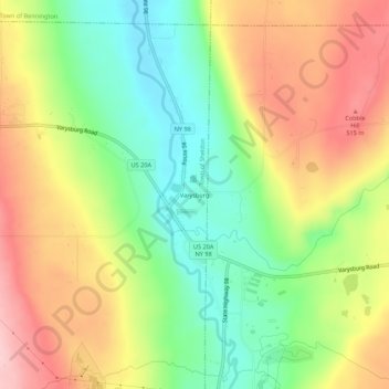 Mapa topográfico Varysburg, altitud, relieve
