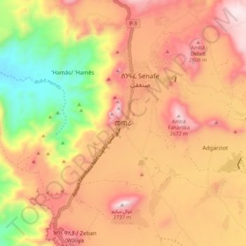 Mapa topográfico Metera, altitud, relieve