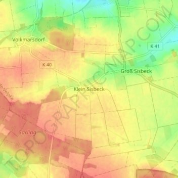 Mapa topográfico Klein Sisbeck, altitud, relieve