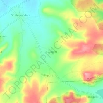 Mapa topográfico Gajapati, altitud, relieve
