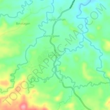 Mapa topográfico San Felipe, altitud, relieve