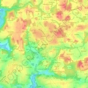 Mapa topográfico Le Stanco, altitud, relieve