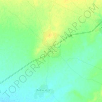 Mapa topográfico Artiya Kalan, altitud, relieve