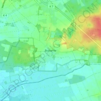 Mapa topográfico Bolsehle, altitud, relieve