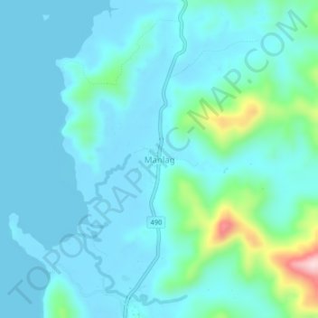 Mapa topográfico Manlag, altitud, relieve