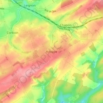 Mapa topográfico Ychippe, altitud, relieve