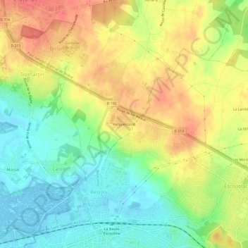 Mapa topográfico Kerquessaud, altitud, relieve