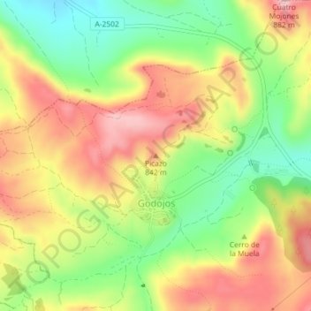 Mapa topográfico Picazo, altitud, relieve