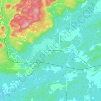 Mapa topográfico Dowling, altitud, relieve