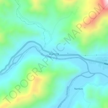 Mapa topográfico Muchime, altitud, relieve