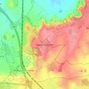 Mapa topográfico Upper Sundon, altitud, relieve