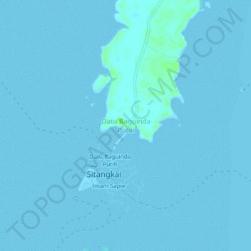 Mapa topográfico Datu Baguinda Putih, altitud, relieve