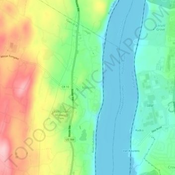 Mapa topográfico Milton, altitud, relieve