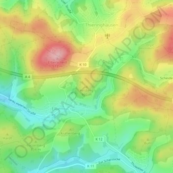 Mapa topográfico Kesberg, altitud, relieve