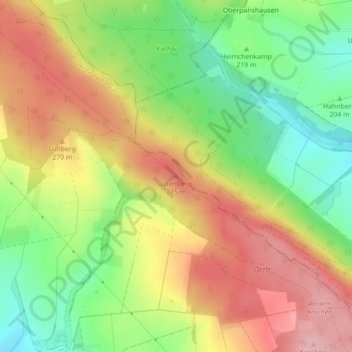 Mapa topográfico Luenberg, altitud, relieve