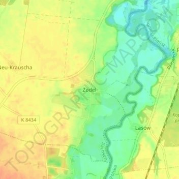 Mapa topográfico Zodel, altitud, relieve
