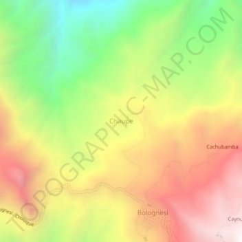 Mapa topográfico Chaupe, altitud, relieve