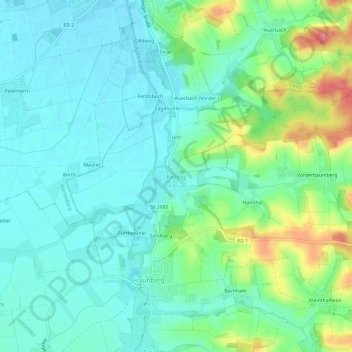 Mapa topográfico Riding, altitud, relieve