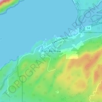 Mapa topográfico Port Renfrew, altitud, relieve