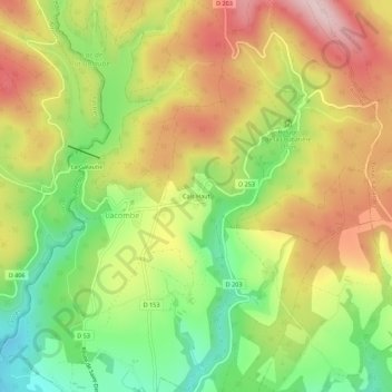 Mapa topográfico Cals Haut, altitud, relieve
