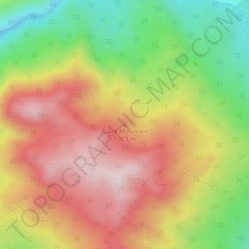 Mapa topográfico Black Mountain, altitud, relieve
