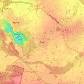 Mapa topográfico Bilm, altitud, relieve