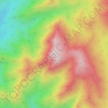 Mapa topográfico Tikaboo Peak, altitud, relieve