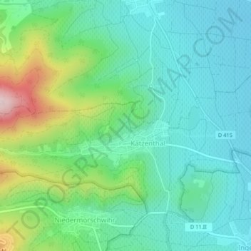 Mapa topográfico Rimmel, altitud, relieve