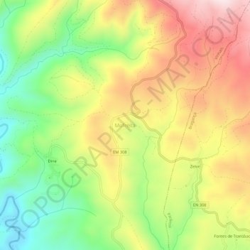 Mapa topográfico Mofreita, altitud, relieve