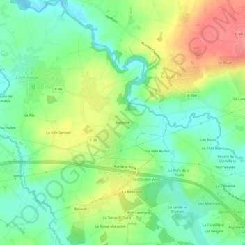 Mapa topográfico Belleville, altitud, relieve