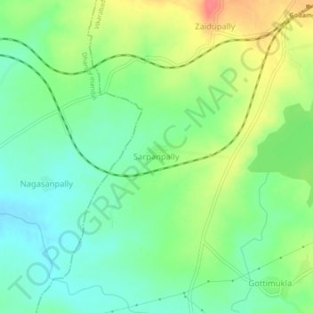 Mapa topográfico Sarpanpally, altitud, relieve