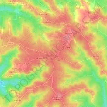 Mapa topográfico La Martingue, altitud, relieve