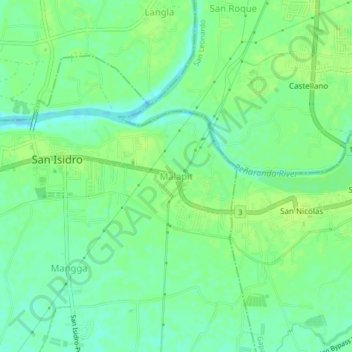 Mapa topográfico Malapit, altitud, relieve
