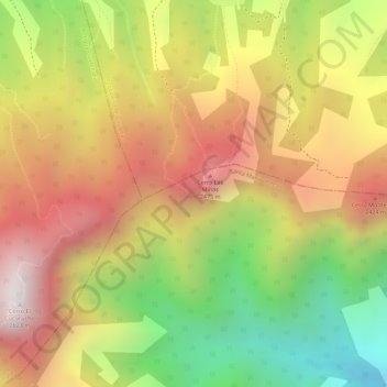 Mapa topográfico corazón de agua, altitud, relieve