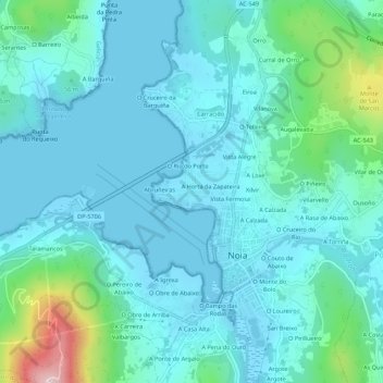 Mapa topográfico O Cruceiro de Barro, altitud, relieve