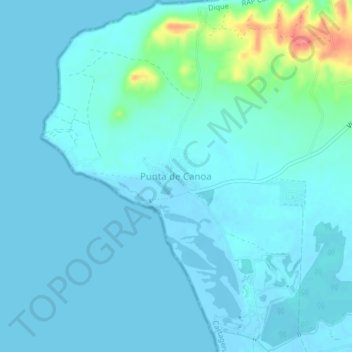Mapa topográfico Punta de Canoa, altitud, relieve
