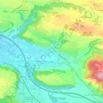 Mapa topográfico Ruy, altitud, relieve