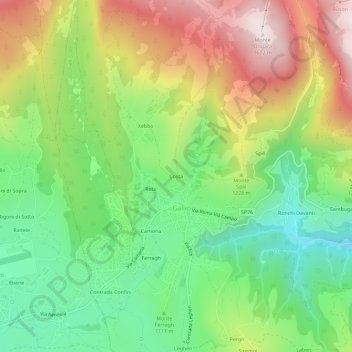 Mapa topográfico Costa, altitud, relieve