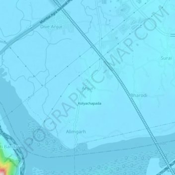 Mapa topográfico Anjur, altitud, relieve