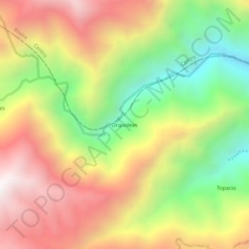 Mapa topográfico Orquideas, altitud, relieve