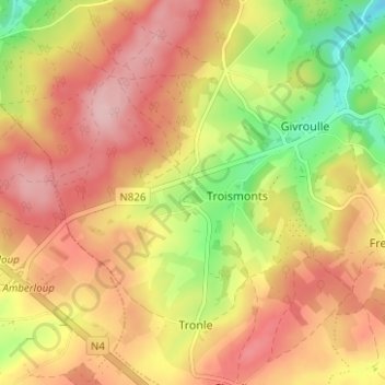 Mapa topográfico Salle, altitud, relieve
