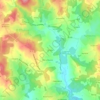 Mapa topográfico L'Écurbie, altitud, relieve