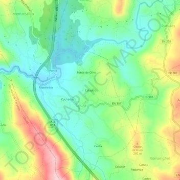 Mapa topográfico Calados, altitud, relieve
